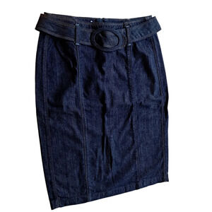 NWOT Banana Republic Denim Pencil Belted Midi Skirt